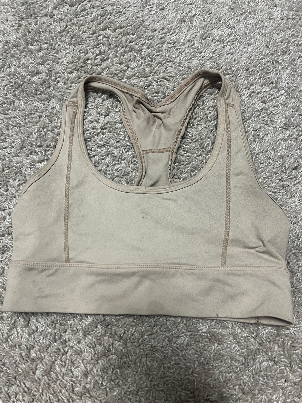 SASKI: Women’s Beige Racerback Sports Bra - Comfortable Support